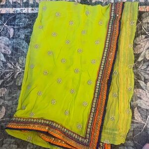 Vibrant Green Embroidered Sari